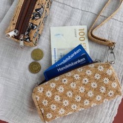 Aflang kork pung med 2 rum