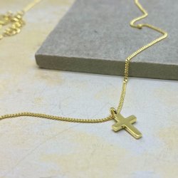 Halskde plain kors forgyldt