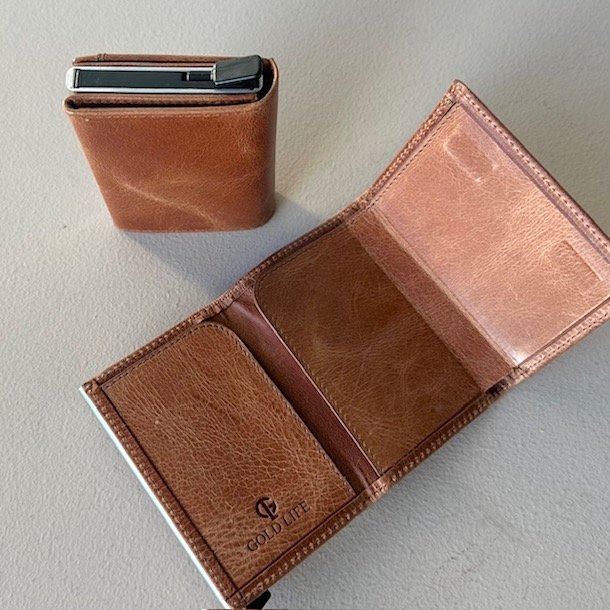 Kort pung med push skind