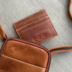 Kortholder Cow skind raw Cognac