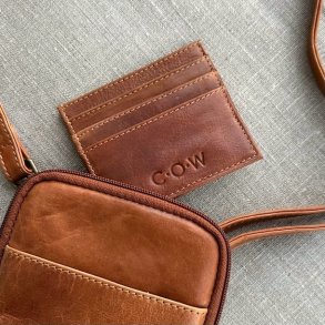Kortholder Cow skind raw Cognac