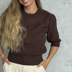 Strik kortrmet sweater i uldmix str. S-L