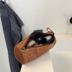 Penalhus/kosmetik pung cow skind raw cognac