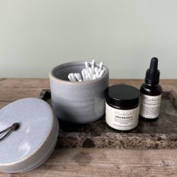 Krukke med lg keramik gr. rund 10.5x10 cm