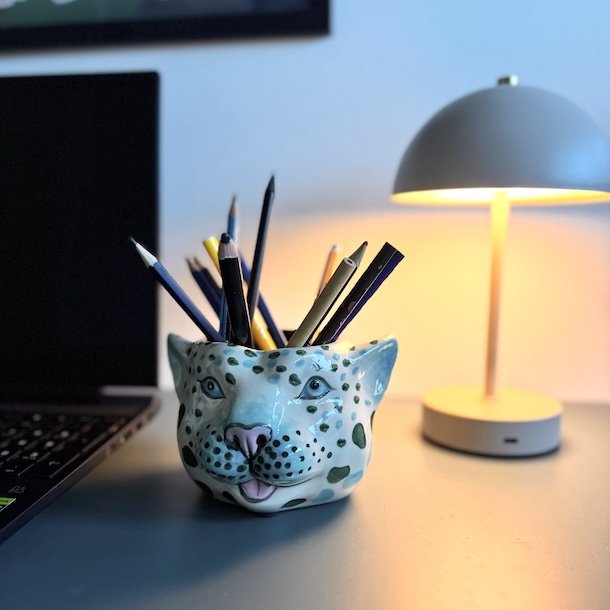 Urtepotte Leopard grn/mint Keramik