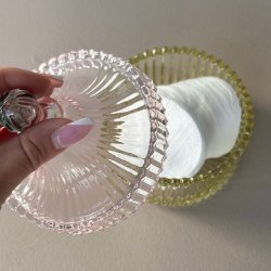 Opbevaringskrukke med striber lysegul glas