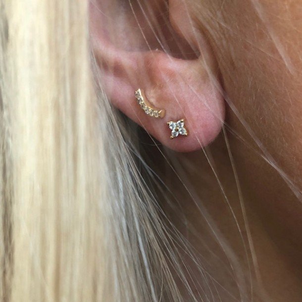 restikker - Flower Studs forgyldt slv