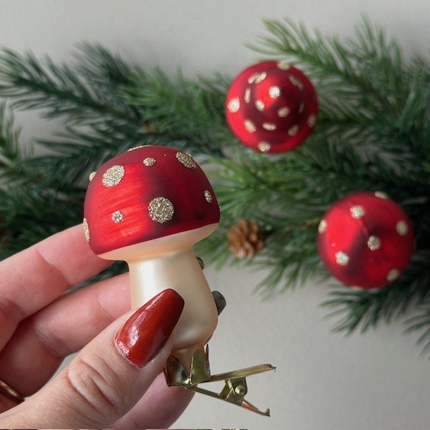 Jule svampe med klips - st af 3