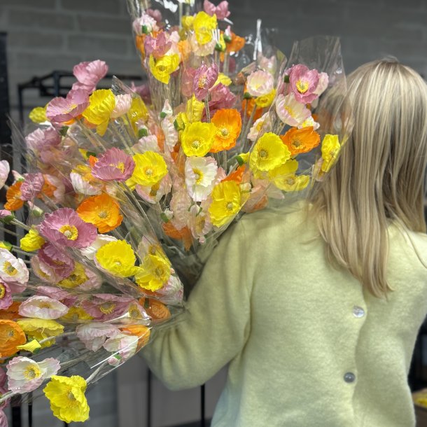 Poppy kunstig blomster buket - Mix