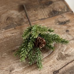 Gran kvist med kogle H 17 cm