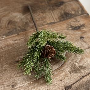 Gran kvist med kogle H 17 cm