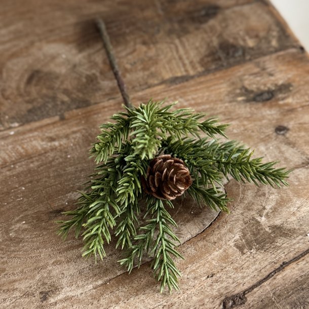 Gran kvist med kogle H 17 cm
