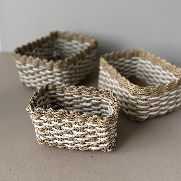 Pala kurvest af 3 stk. natur/hvid sgrs/papir