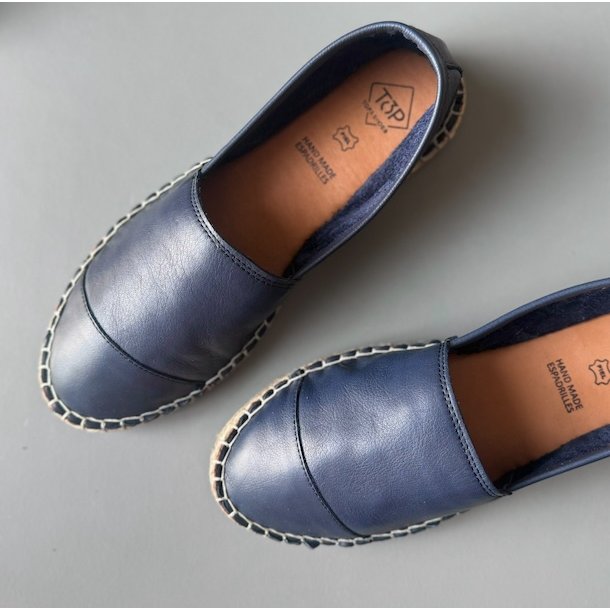 Espadrillos soft med bast skind marine str. 36-42