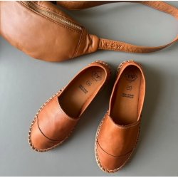 Espadrillos soft med bast skind varm cognac str. 36-42