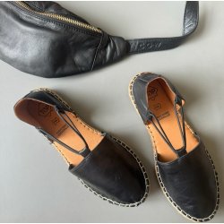 Espadrillos med elastik sort skind str. 36-41 