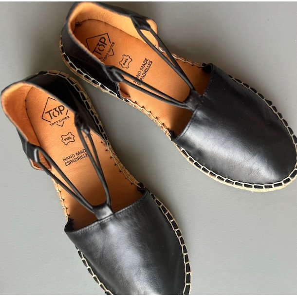Espadrillos med elastik sort skind str. 36-41 