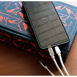 2 meter nylon 3 i 1- USB-C opladerkabel