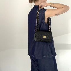 Crossbody ladylike BLACK skind