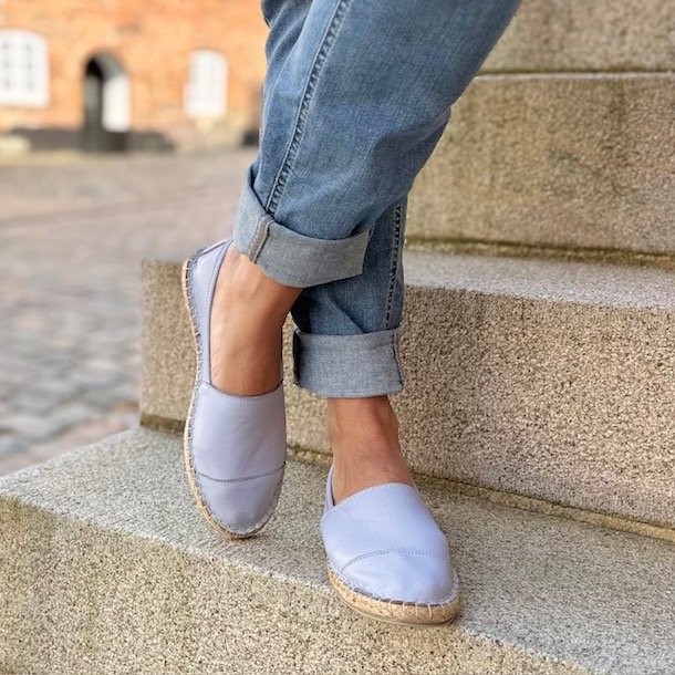 Espadrillos soft med bast skind aqua str. 36-42