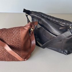 Skuldertaske flet skind