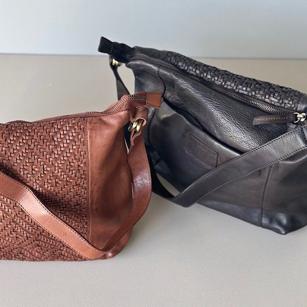 Skuldertaske flet skind