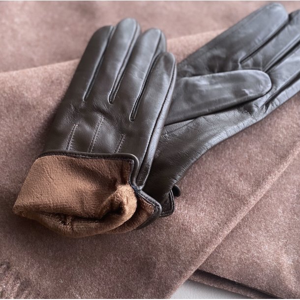 Klassiske skind handsker Fleeceforede lammeskind str 6,5-8