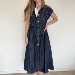 Denim kjole med korte �rmer 