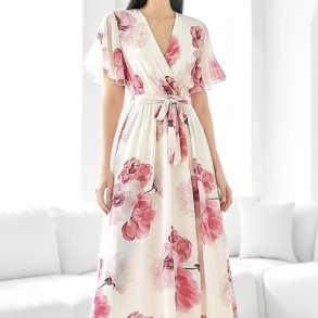 Sl�-om-kjole Cleo - lang med print