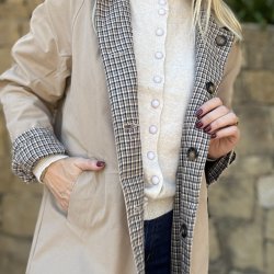 Trenchcoat med ternet foer, Olivia - str. s-xl