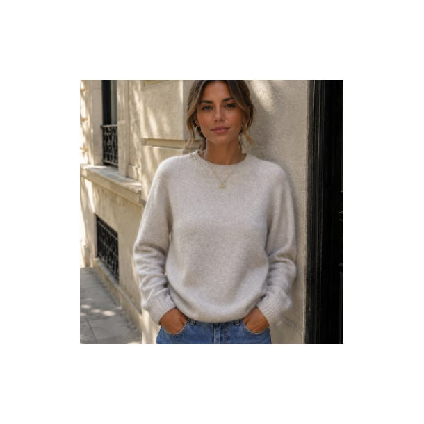 Lang�rmet uld sweater Anna str 34-40 uldmiks