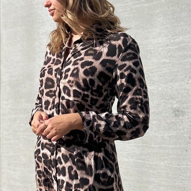 Maxi kjole klassik leo - str S-XXL bomulds miks