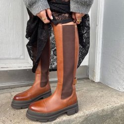 Lang Stvle THE FOLLOW BOOT Cognac skind str 36-41