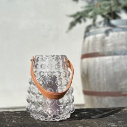 Lanterne m/lder hndtag klar glas