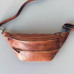 Large bltetaske COW Raw cognac skind