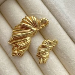 restikker KOI BIG HALF LEAF Forgyldt Slv