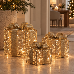 LED gavepakker med lysk�de - s�t af 3