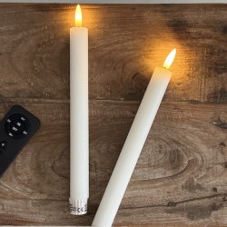  Hvide kronelys LED 2 stk.  2,2 x 24cm 