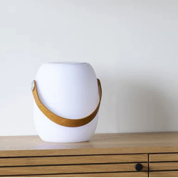 LED Lampe med h�jtaler og l�der strop