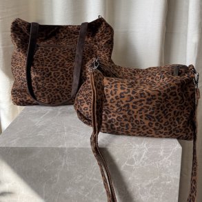 Shopper vendbar - 2 i 1 brun/leo