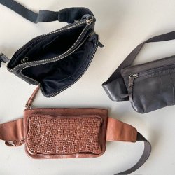 Bltetaske - bumbag flet Skind