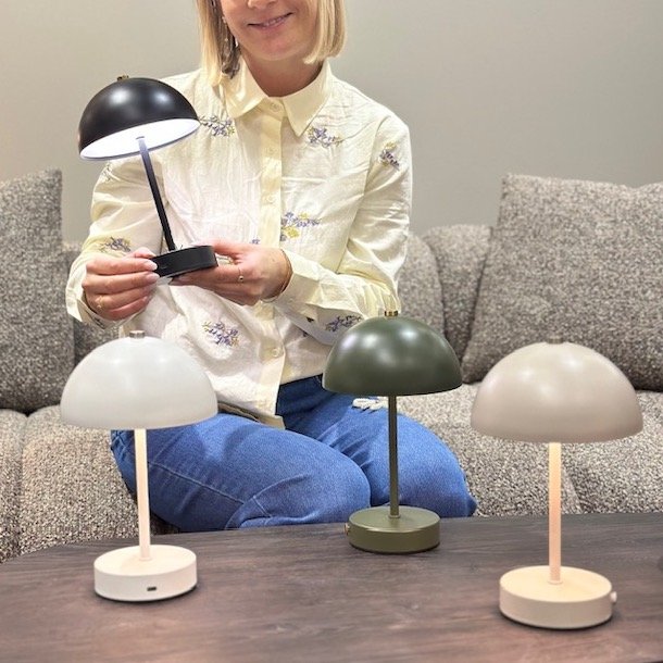 Bordlampe trdls metal - genopladelig