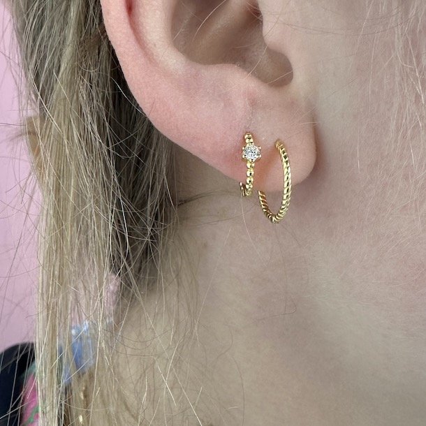 Juli hoops m. zirkonia forgyldt slv