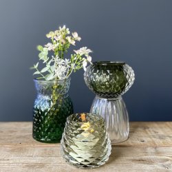 Fyrfadsstage kogle farvet glas