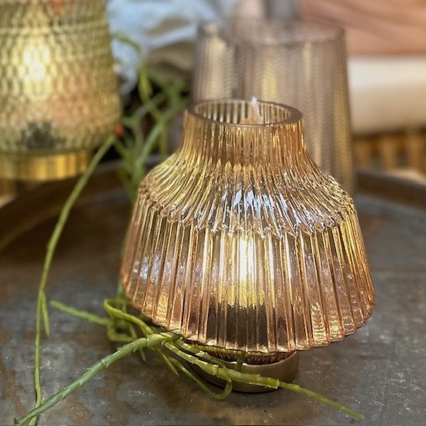 Lampe LED D17x17cm glas 