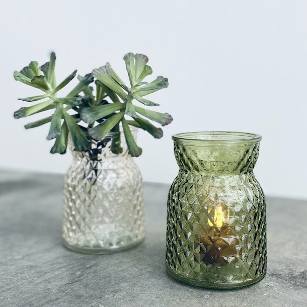 Fyrfadsstage rombe glas