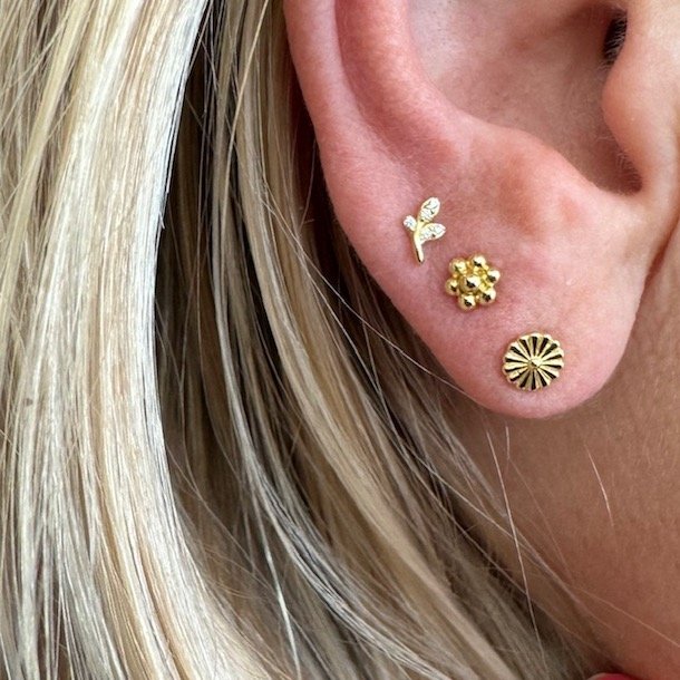 Sm restikker LOTS OF FLOWERS forgyldt slv