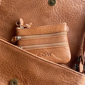 Cow pung med 4 rum - skind classic cognac