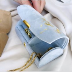 Lille smykkeskrin lysebl velour