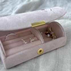 Lille smykkeskrin rosa velour
